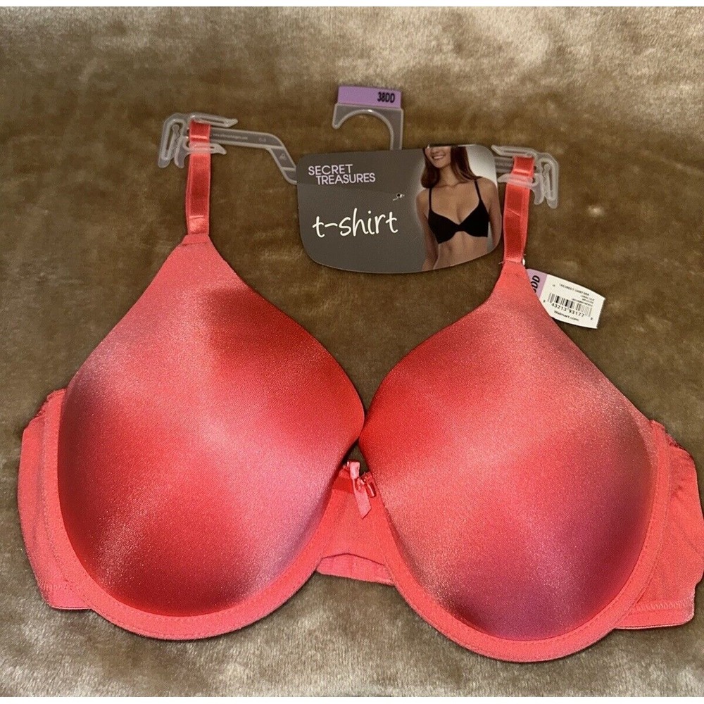New Secret Treasures T-shirt Bra Coral Size 38DD underwire padded